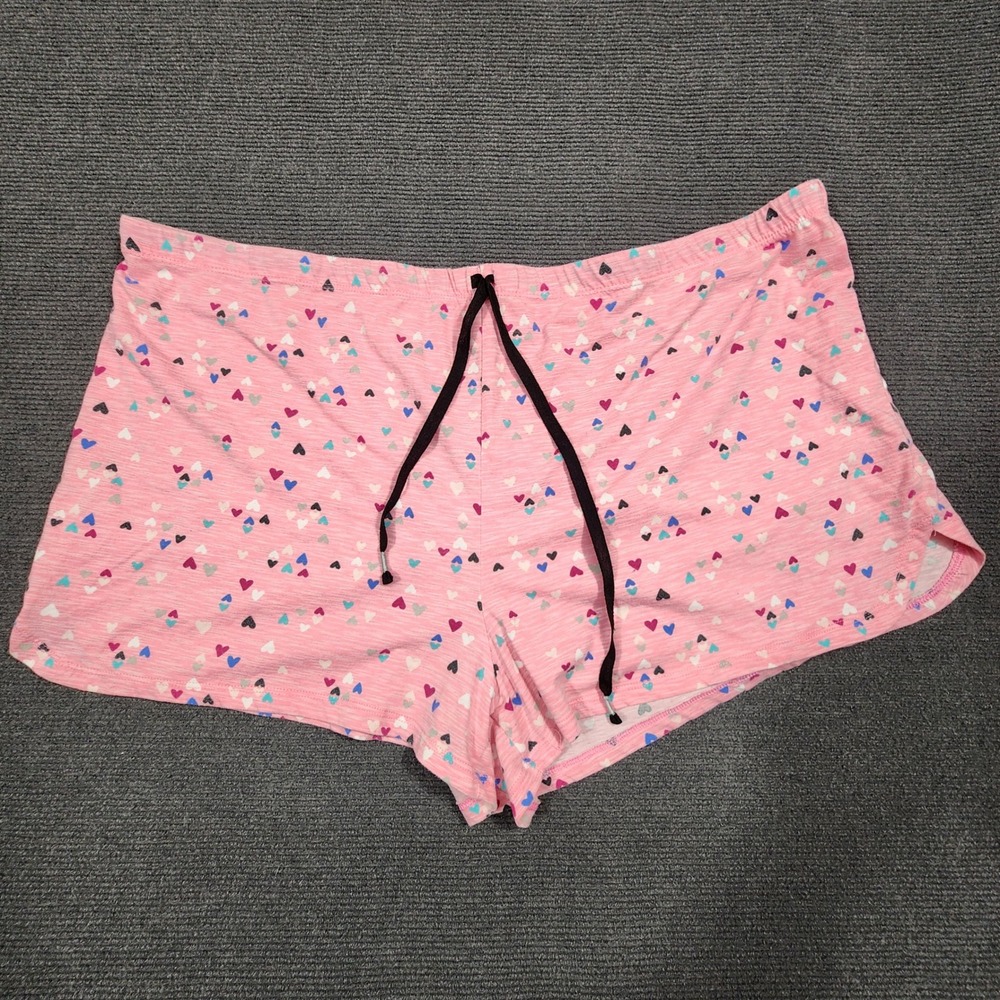 Secret Treasures Pajama Shorts‎ Womens 3X Pink Heart Print Sleepwear Drawstring